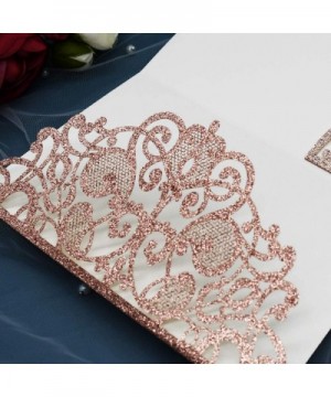 20 pcs Laser Cut Wedding Invitations Cards Pockets Glitter Invite 3 Fold for Wedding Quinceañera Birthday Party Bridal Shower...
