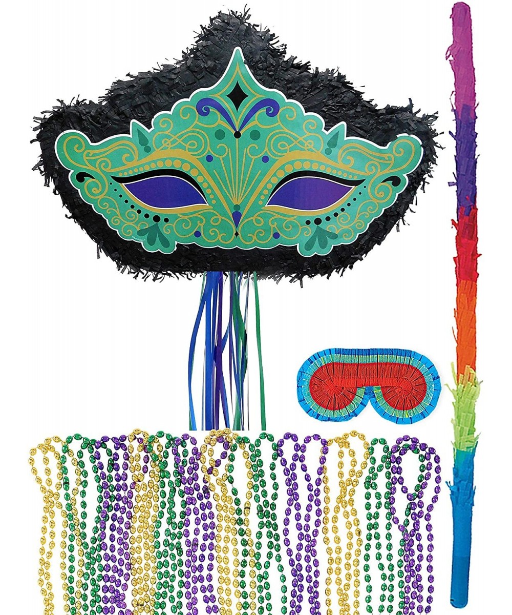 Pull String Mardi Gras Masquerade Mask Pinata Supplies- Include a Pinata Stick- a Blindfold- and Beads - CO193ZGLSST $26.40 P...