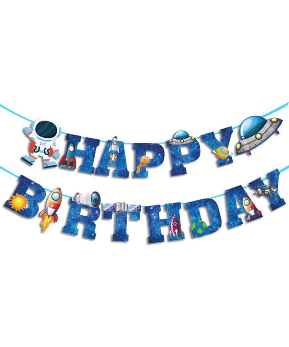 Astronaut Space Theme Birthday Party Banner 15 Card Combination Children Happy Birthday Decoration Gift (Sky Blue) - Sky Blue...