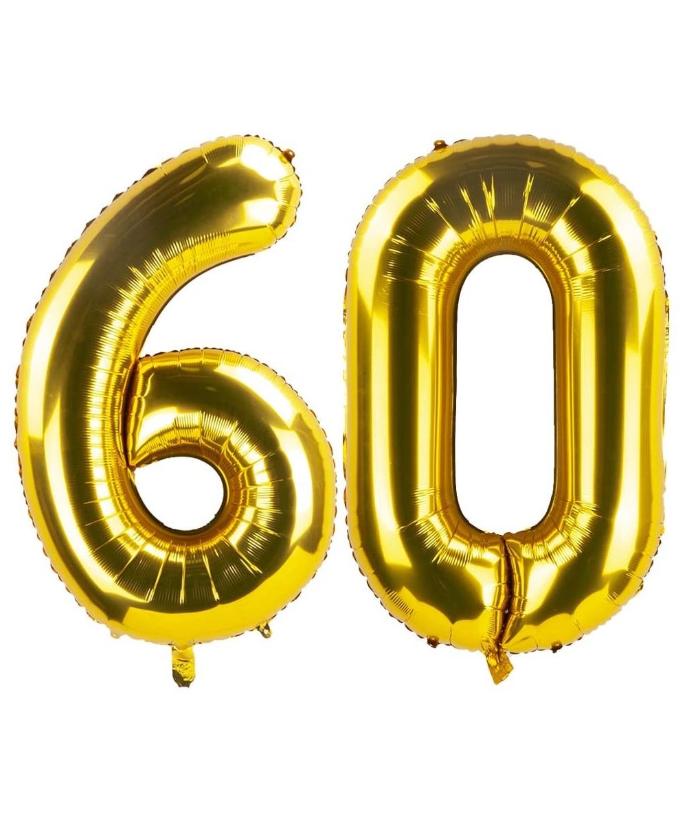 40 inch Gold 60 Number Jumbo Foil Mylar Helium Balloons - Party Decoration Supplies Balloons - Great for 60th Birthday or 60t...