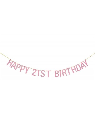 Happy 21st Birthday Banner- Happy 21st Anniversary Birthday Banner Suplies-Cheers to 21 Fabulous Birthday Party Supplies-Rose...