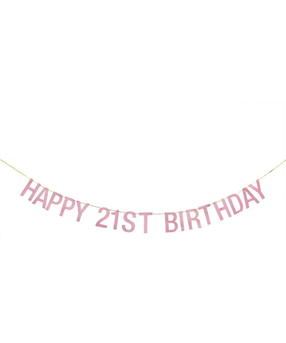 Happy 21st Birthday Banner- Happy 21st Anniversary Birthday Banner Suplies-Cheers to 21 Fabulous Birthday Party Supplies-Rose...