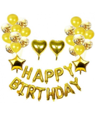 Happy Birthday Balloons Golden-16 inches Aluminum Foil Banner Gold Color Letter Balloons for Birthday Party Decoration - Gold...