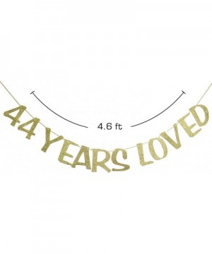 44 Years Loved Banner Sign Gold Glitter for 44th Birthday Party Decorations Anniversary Decor Pre-assembled Bunting Photo Boo...