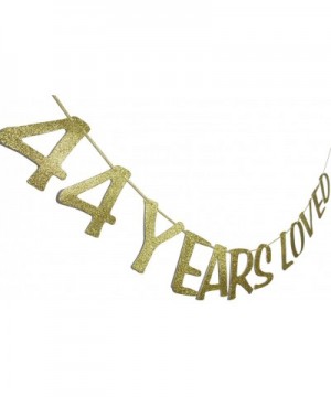 44 Years Loved Banner Sign Gold Glitter for 44th Birthday Party Decorations Anniversary Decor Pre-assembled Bunting Photo Boo...