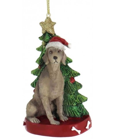 E0369WM Weimaraner Dog with Christmas Tree Ornament- 4.25-inches Tall - CW18SC9C54R $8.93 Ornaments