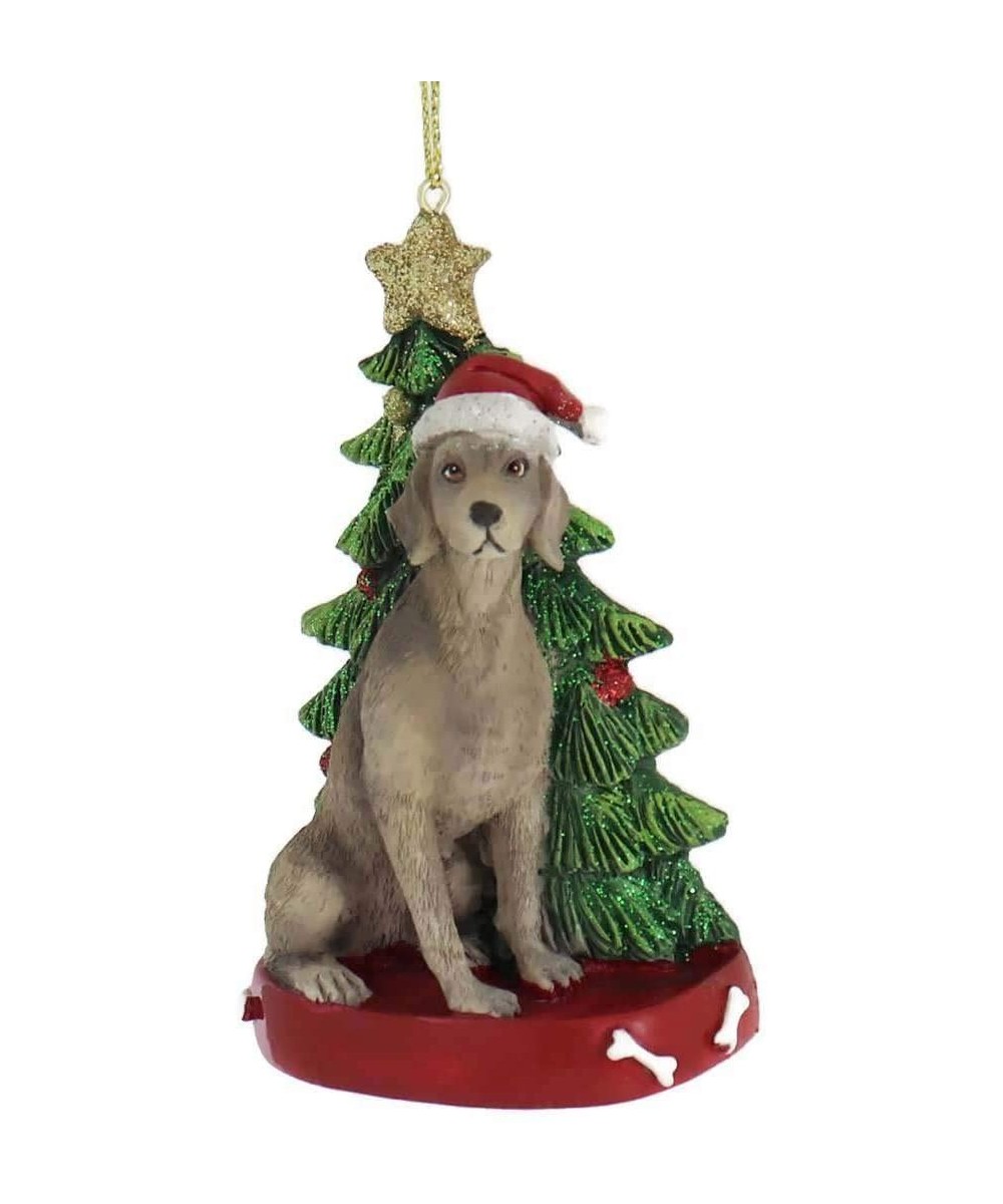 E0369WM Weimaraner Dog with Christmas Tree Ornament- 4.25-inches Tall - CW18SC9C54R $8.93 Ornaments