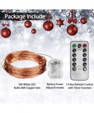 66 Ft 200 LED Fairy Light - Cooper Wire String Light Battery Powered With 8 Modes Remote Control For Indoor&outdoor- For Bedr...