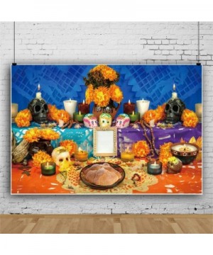 5x3ft Day of The Dead Backdrop For Mexican Fiesta Altar Offerings Sugar Skulls Photography Background Dia De Los Muertos Cost...