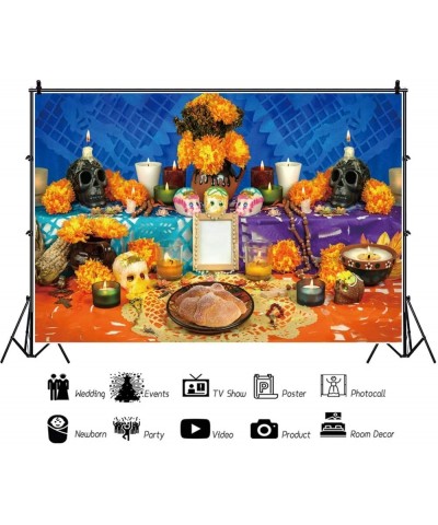 5x3ft Day of The Dead Backdrop For Mexican Fiesta Altar Offerings Sugar Skulls Photography Background Dia De Los Muertos Cost...