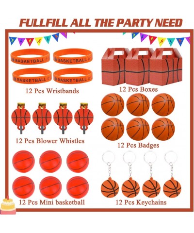 Basketball Birthday Gifts Party Favors Supplies for Kids- (72 Pcs) Mini Basketball- Keychains- Wristbands- Badges- Blower Whi...