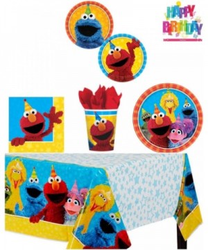 Elmo Sesame Street Birthday Party Supplies Pack Bundle Kit Including Dinner Plates- Dessert Plates- Cups- Napkins and Tableco...