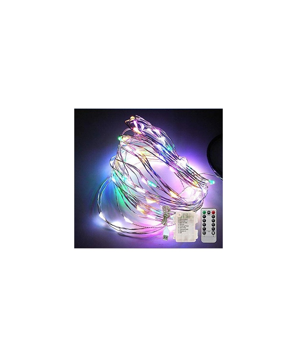 33FT 100 LED Multicolor Copper Wire Fairy Lights-Battery Operated 8 Flashing Modes LED String Lights with Remote Control and ...
