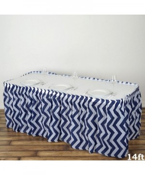 2 pcs 14 feet x 29-Inch Navy Blue Plastic Chevron Table Skirts Wedding Party Event Decorations Catering Wholesale - Navy Blue...