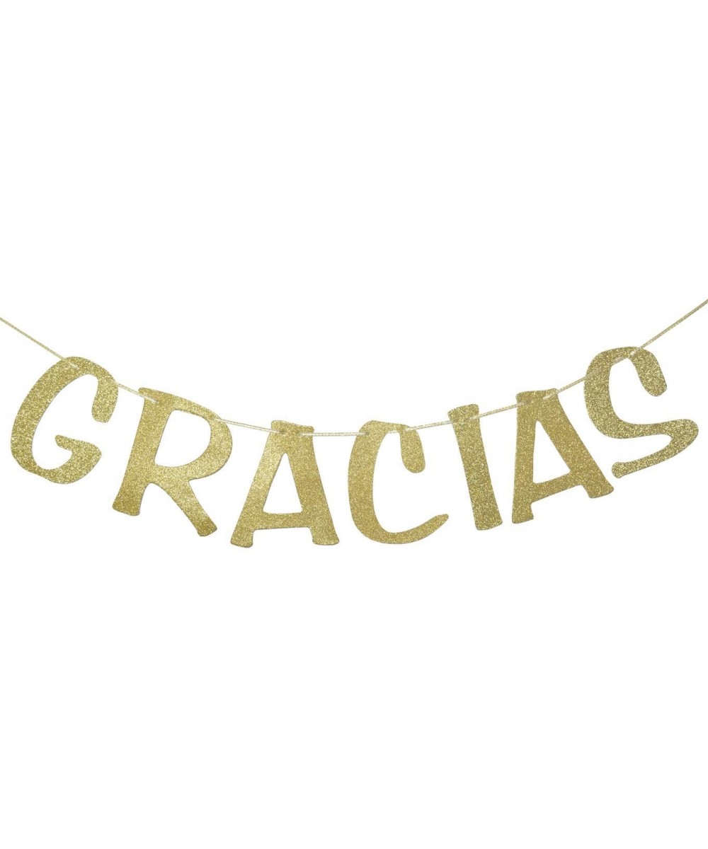 Gracias Banner Gold Glitter Sign Garland for Spanish Thank You Wedding Decorations Engagement Supplies Bridal Shower Party De...