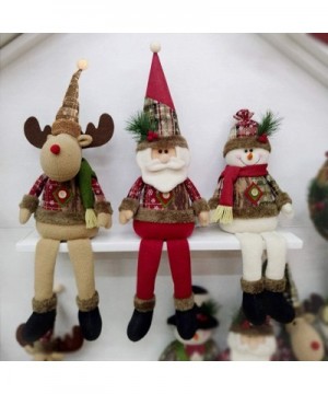 Christmas Decoration Handmade Plush Santa Claus Snowman Figurines with Long Hat Home Desktop Collectible Stuffed Long Leg Dol...