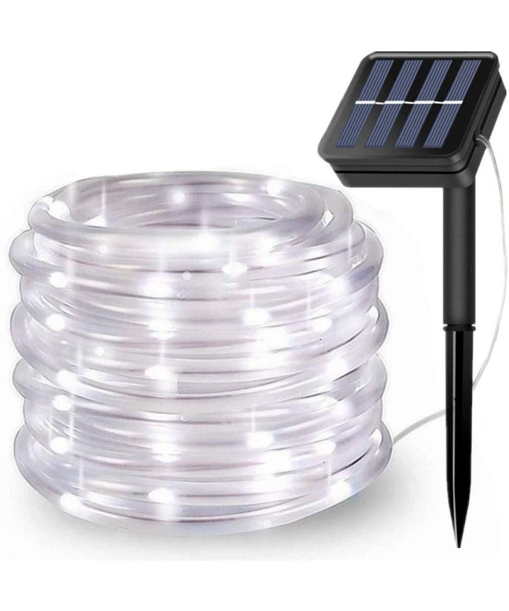 Solar String Lights Outdoor- Updated 100 LED Solar Rope Lights Outdoor Waterproof Fairy Lights 8 Modes Silver Wire Light PVC ...