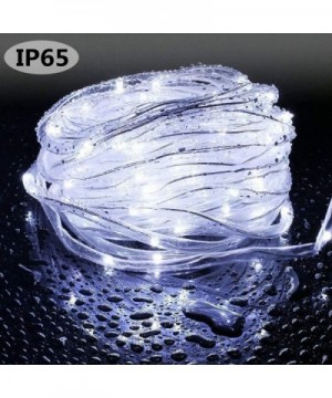 Solar String Lights Outdoor- Updated 100 LED Solar Rope Lights Outdoor Waterproof Fairy Lights 8 Modes Silver Wire Light PVC ...