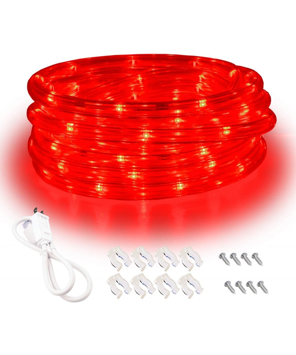 Red LED Lights- 16ft Rope Lights- Flexible and Connectable Strip Lighting- Waterproof for Indoor Outdoor Use- 360 Beam Angle-...