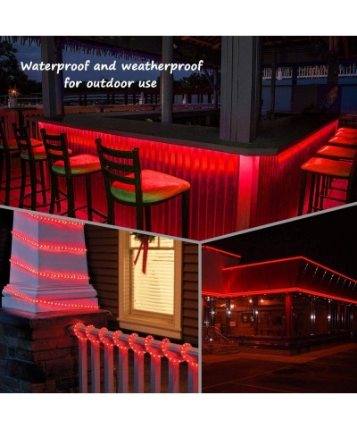 Red LED Lights- 16ft Rope Lights- Flexible and Connectable Strip Lighting- Waterproof for Indoor Outdoor Use- 360 Beam Angle-...