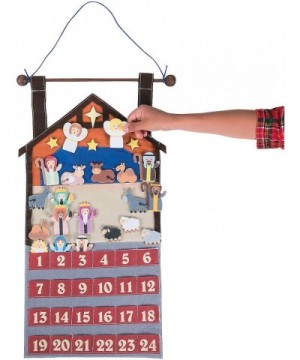 Nativity Advent Calendar for Christmas (25 Pieces per Set) Felt Like Material with Wooden Dowel for Hanging - C918N7HD2TD $13...