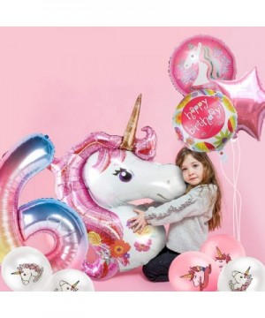 Unicorn Balloons Birthday Party Decorations for Girls 6th Party- 43" Pink Large Unicorn Gradient Jumbo Number"6" Foil Balloon...