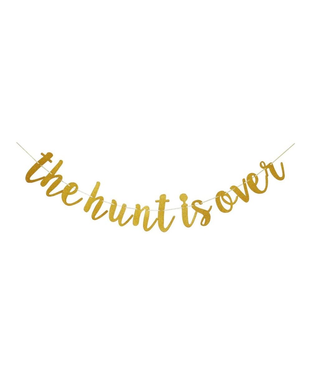 The Hunt is Over Banner- Bridal Shower/Bachelorette/Wedding Engagement Party Bunting- Gold Glitter Party Sign Supplies Photo ...