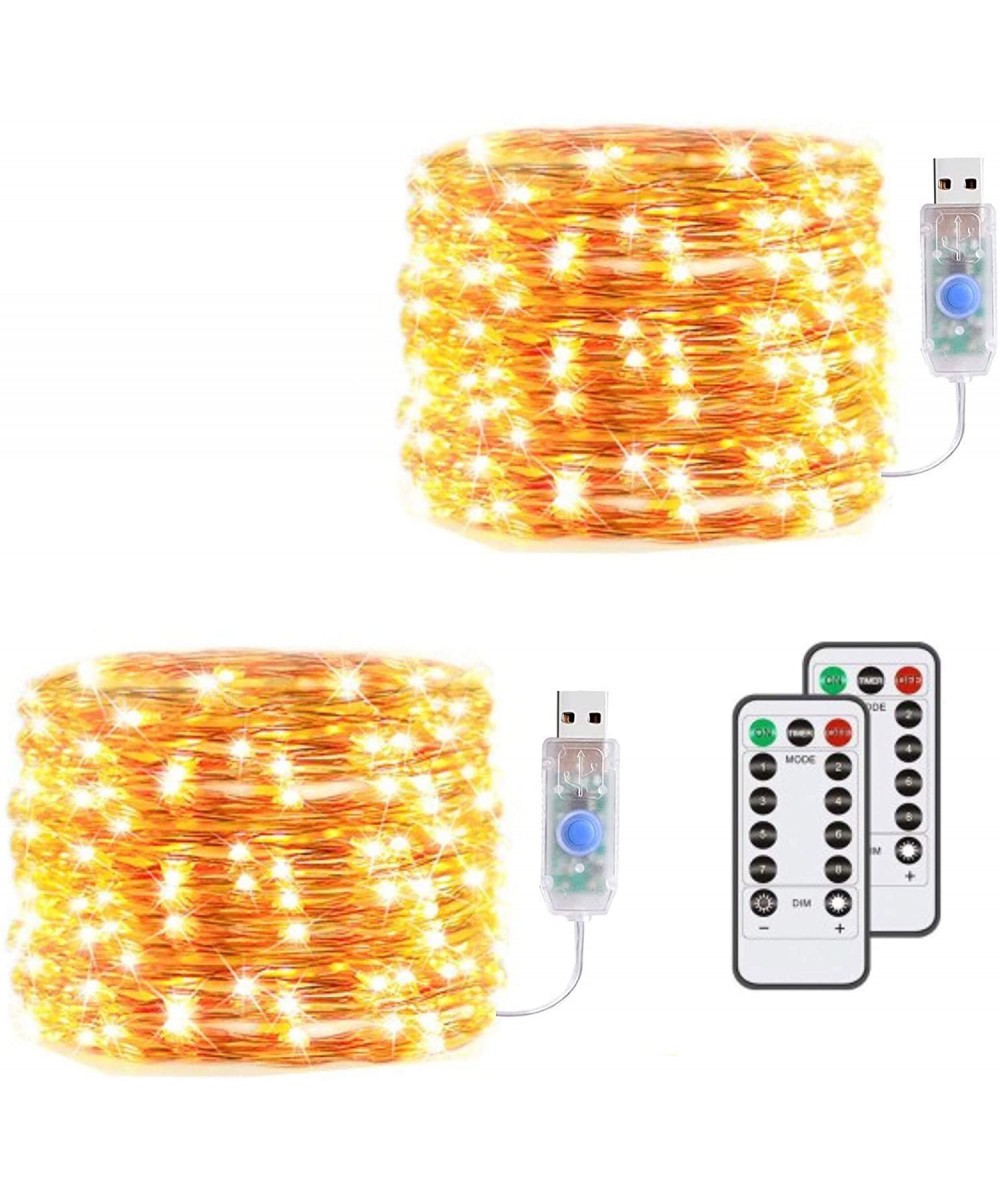 FELISHINE Fairy Lights USB Plug in-8 Modes Warm White-33ft 100 LEDs Firefly Twinkle String Lights with Remote-Waterproof Copp...