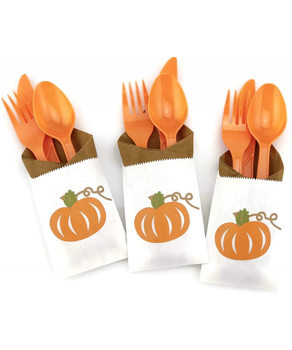 Orange Pumpkin Party Cutlery - 24 Set for Fall Birthday or Baby Shower Supplies - C118K2IW3SS $16.81 Party Packs