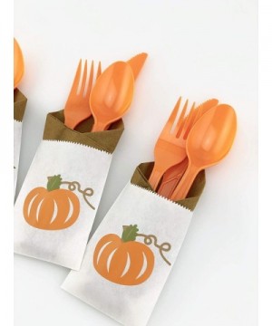 Orange Pumpkin Party Cutlery - 24 Set for Fall Birthday or Baby Shower Supplies - C118K2IW3SS $16.81 Party Packs