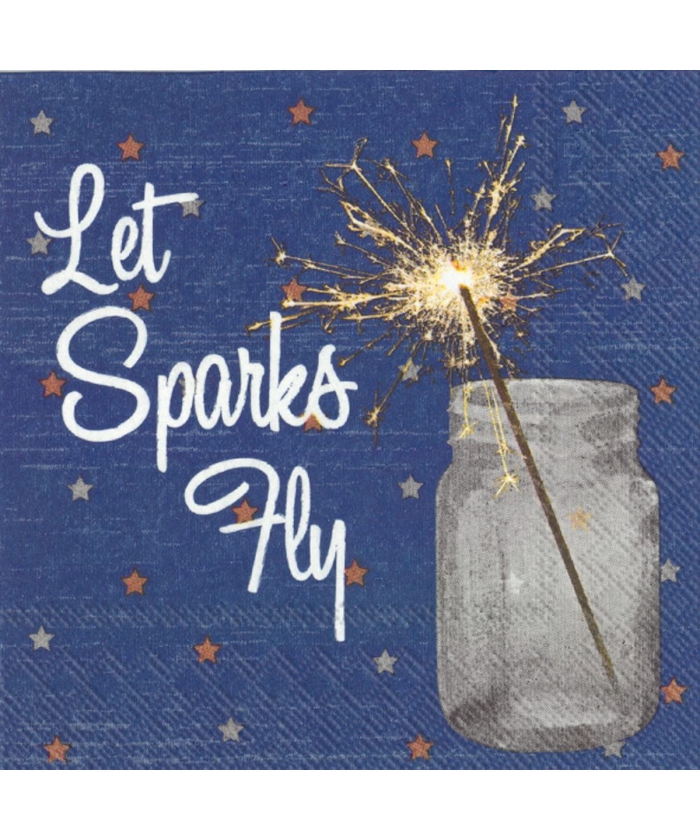 Patriotic 3-Ply Paper Cocktail Napkins- Let Sparks Fly- 20 Count - CR17YQA2M77 $5.53 Tableware