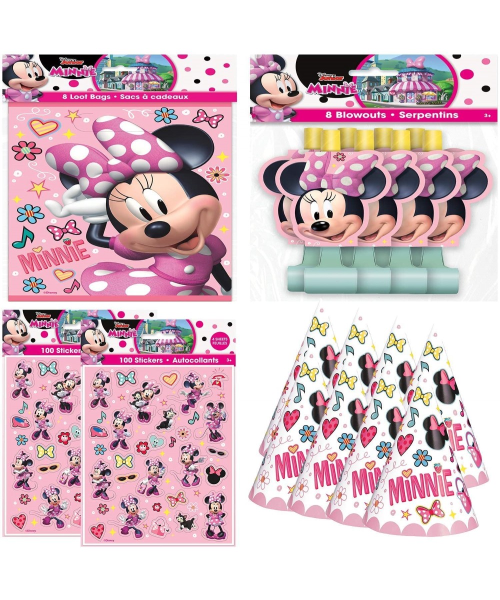 Disney Minnie Mouse Birthday Party Supplies Favor Pack With Treat Bags- Blow Outs- Hats & Sticker Sheets For 8 Guests - C8196...