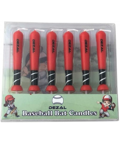 Baseball Bat and Softball Bat Candles (6 Pack) for Baseball Birthday Party Supplies and Decorations - Cupcake and Birthday Ca...