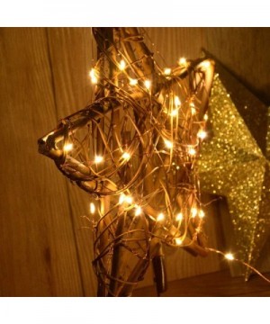 Christmas Star Tree Topper with 30 LED Warm White Copper Lights- Vintage Rattan Natural Christmas Decorations for Christmas T...