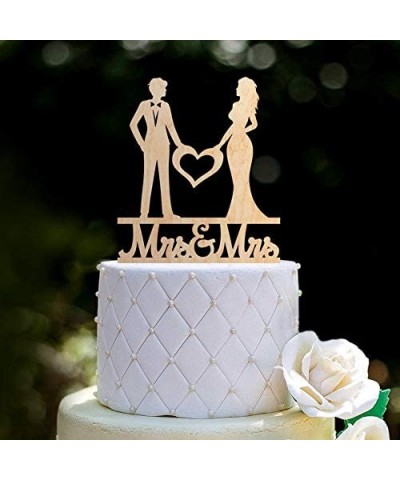 Wooden Mrs And Mrs Wedding Cake Topper Heart-Mrs Mrs Cake Topper Heart-Mrs And Mrs Heart Topper Wedding-Lesbian Cake Topper -...