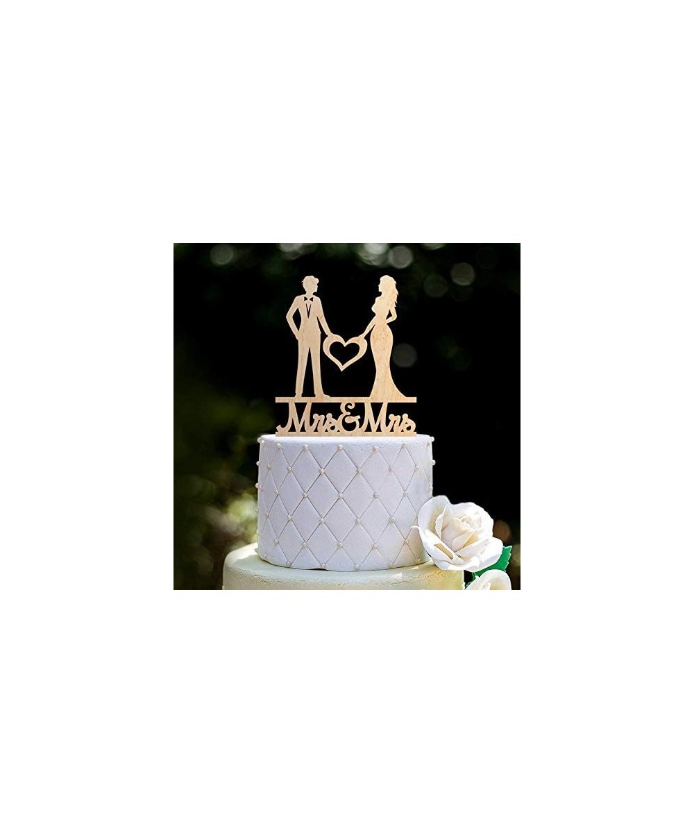 Wooden Mrs And Mrs Wedding Cake Topper Heart-Mrs Mrs Cake Topper Heart-Mrs And Mrs Heart Topper Wedding-Lesbian Cake Topper -...