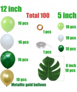 Jungle Party Balloon Garland Kit - Metallic Gold Green White Latex Balloons with Artificial Palm Leaves.100 Count - CR18WXD5H...