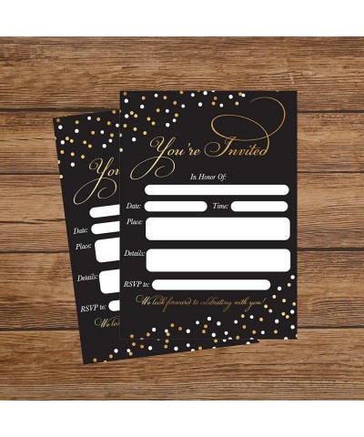 50 Fill In Invitations- Black Wedding Invitations- Bridal Shower Invitations- Rehearsal Dinner- Dinner Invite- Baby Shower In...