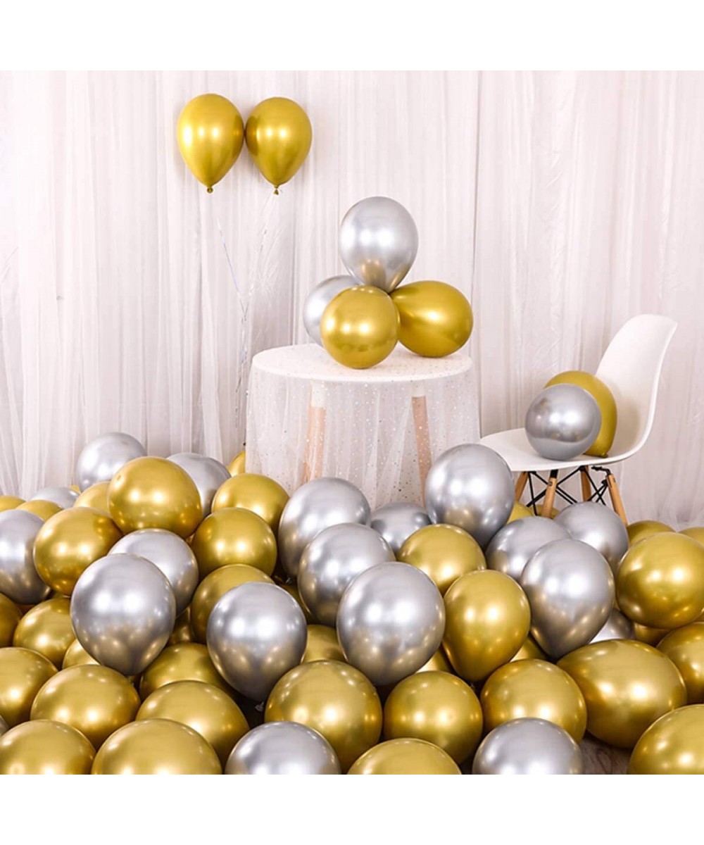 Metallic Silver Gold Balloons 12 inch 100pcs happy birthday balloons Chrome Latex Balloons for Party Baby Showers Wedding Par...