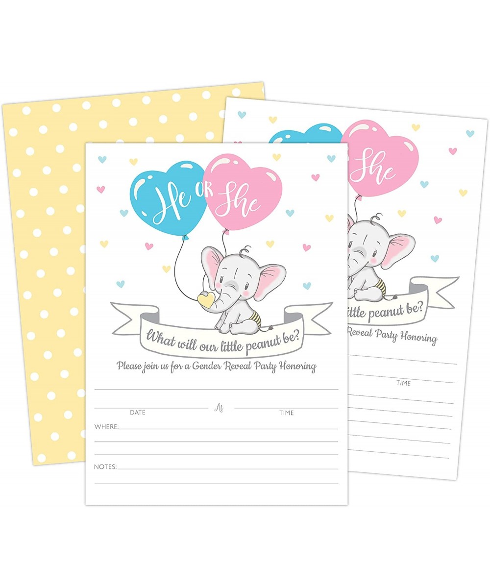 Elephant Gender Reveal Invitations- He or She What Will Our Little Peanut Be- 20 Invites and Envelopes - CT18MEY6UHX $14.69 I...