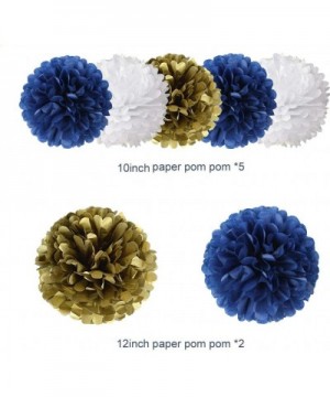 Royal Prince Baby Shower Decorations Navy Cream Gold Bridal Shower Decorations Tissue Pom Pom Flower Navy Honeycomb Balls for...