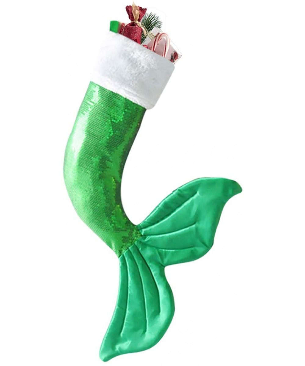 Christmas Stockings- 19 & 22 Inch Big Sequins Mermaid Tail Hanging Xmas Stockings Christmas Holiday Decorations Gifts Party A...