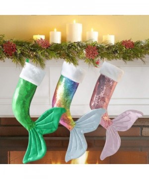 Christmas Stockings- 19 & 22 Inch Big Sequins Mermaid Tail Hanging Xmas Stockings Christmas Holiday Decorations Gifts Party A...