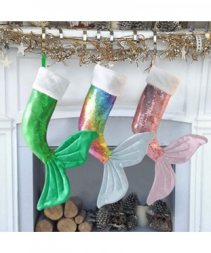 Christmas Stockings- 19 & 22 Inch Big Sequins Mermaid Tail Hanging Xmas Stockings Christmas Holiday Decorations Gifts Party A...