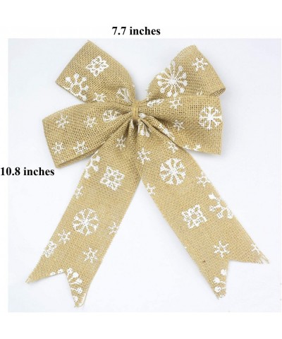 Set of 2 Wedding Decor Bows Christmas Tree Topper Bow Rustic Decor Burlap (Snowflake) - Snowflake - CW18X8CUT62 $7.54 Tree To...