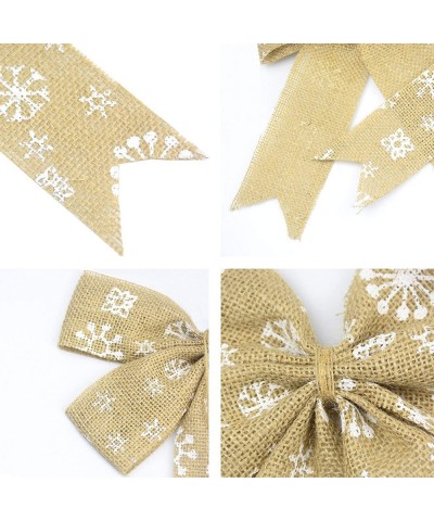 Set of 2 Wedding Decor Bows Christmas Tree Topper Bow Rustic Decor Burlap (Snowflake) - Snowflake - CW18X8CUT62 $7.54 Tree To...