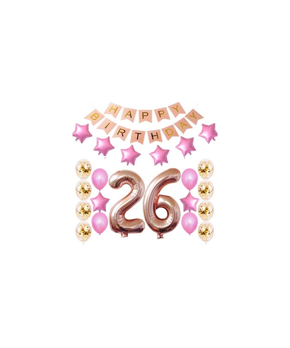 26th Birthday Decorations Party Supplies Happy 26th Birthday Confetti Balloons Banner and 26 Number Sets for 26 Years Old Par...