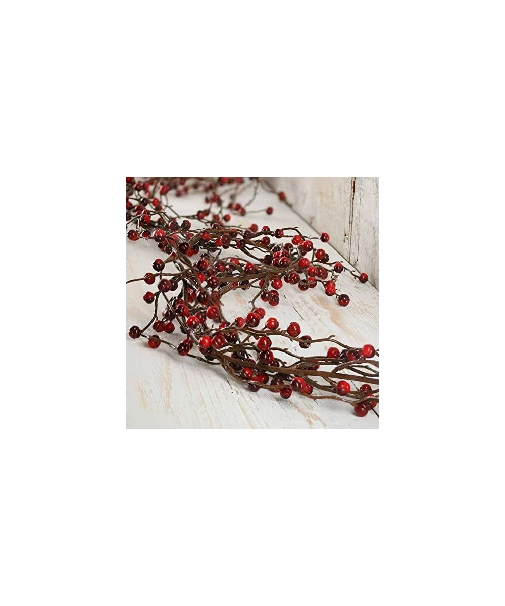 6 feet of Flexible Artificial Red and Burgundy Berry Garland for Christmas Holiday Decorations - Weatherproof Vinyl Garland -...