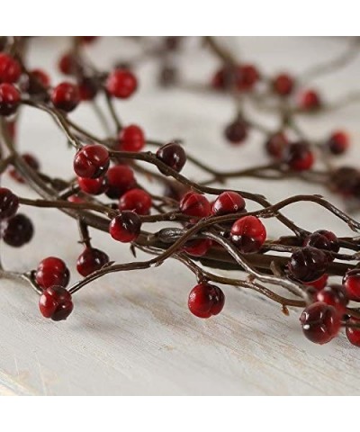 6 feet of Flexible Artificial Red and Burgundy Berry Garland for Christmas Holiday Decorations - Weatherproof Vinyl Garland -...