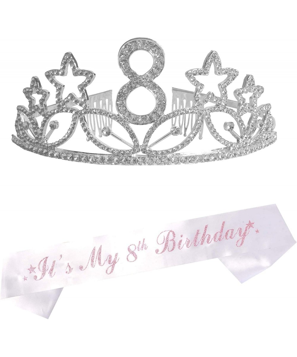 8th Birthday Gifts for Girl- 8th Birthday Tiara and Sash- Happy 8th Birthday Party Supplies- It's My 8th Birthday- 8th Sash a...